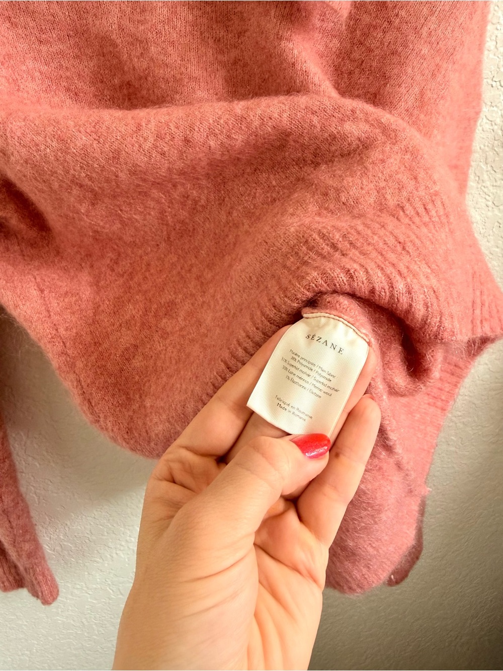 Sezane Zita Jumper Sweater Rose Wood Pink Size XS Tie Neck Bow Detail - Picture 7 of 8